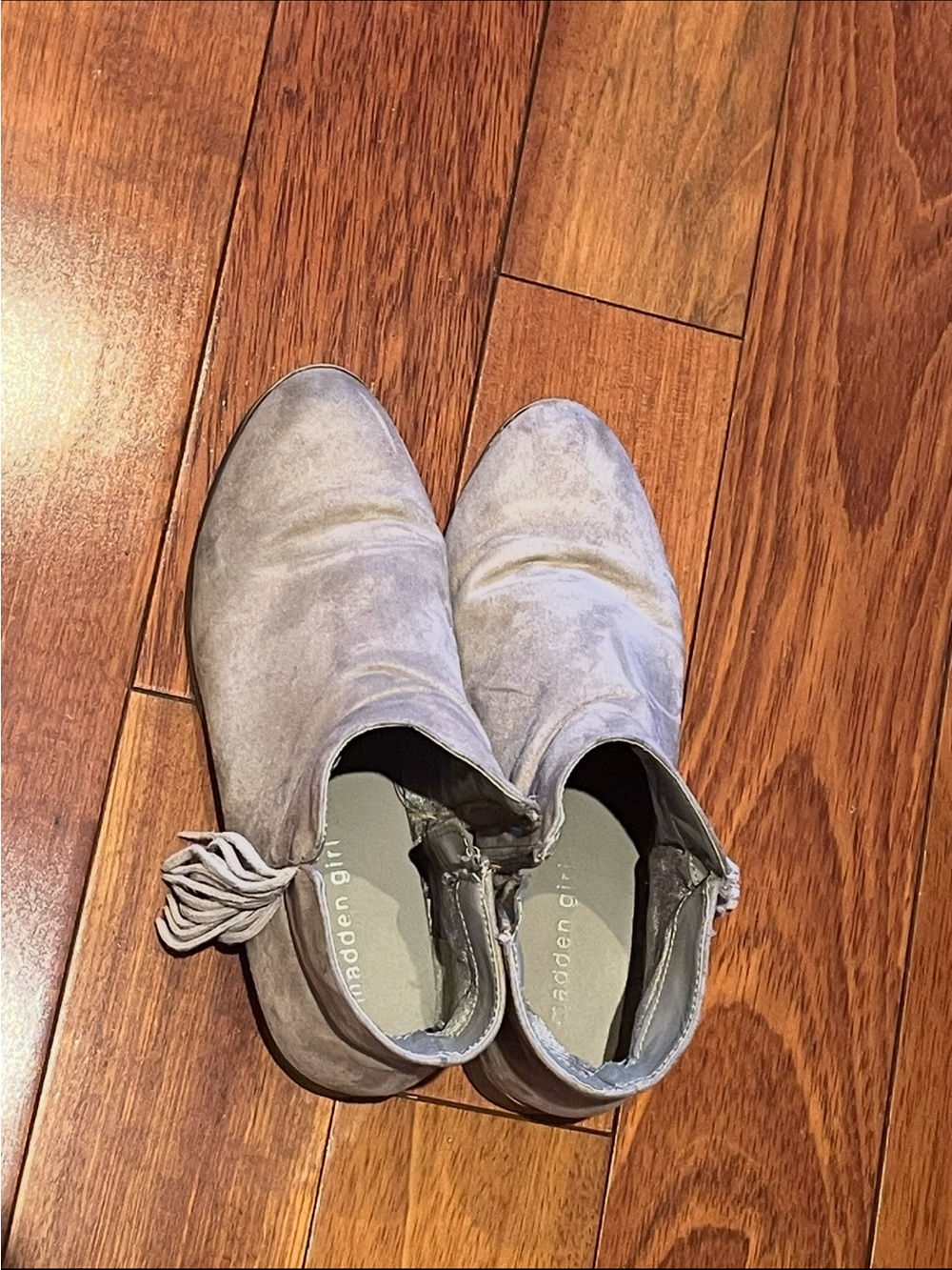 Madden Girl taupe Suede Ankle Booties with Side Tassel